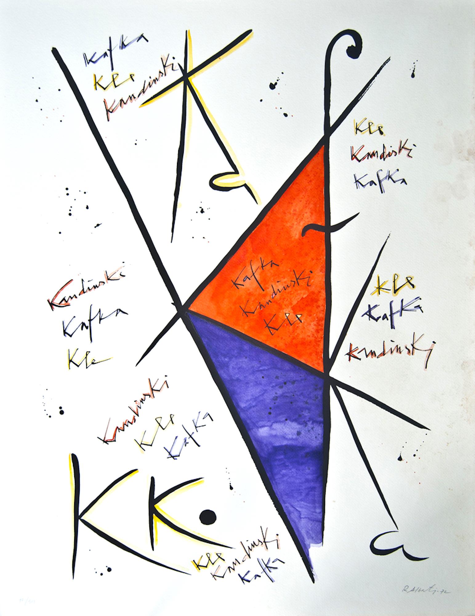 Letter K - Lithograph by Raphael Alberti - 1972