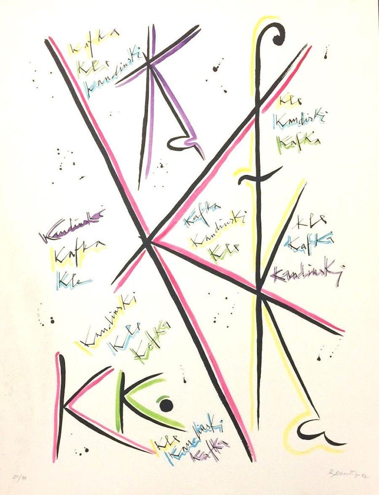 Rafael Alberti Abstract Print - Letter K - Original Lithograph by Raphael Alberti - 1972