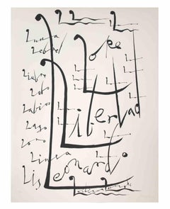 Letter L - Lithograph by Rafael Alberti - 1972