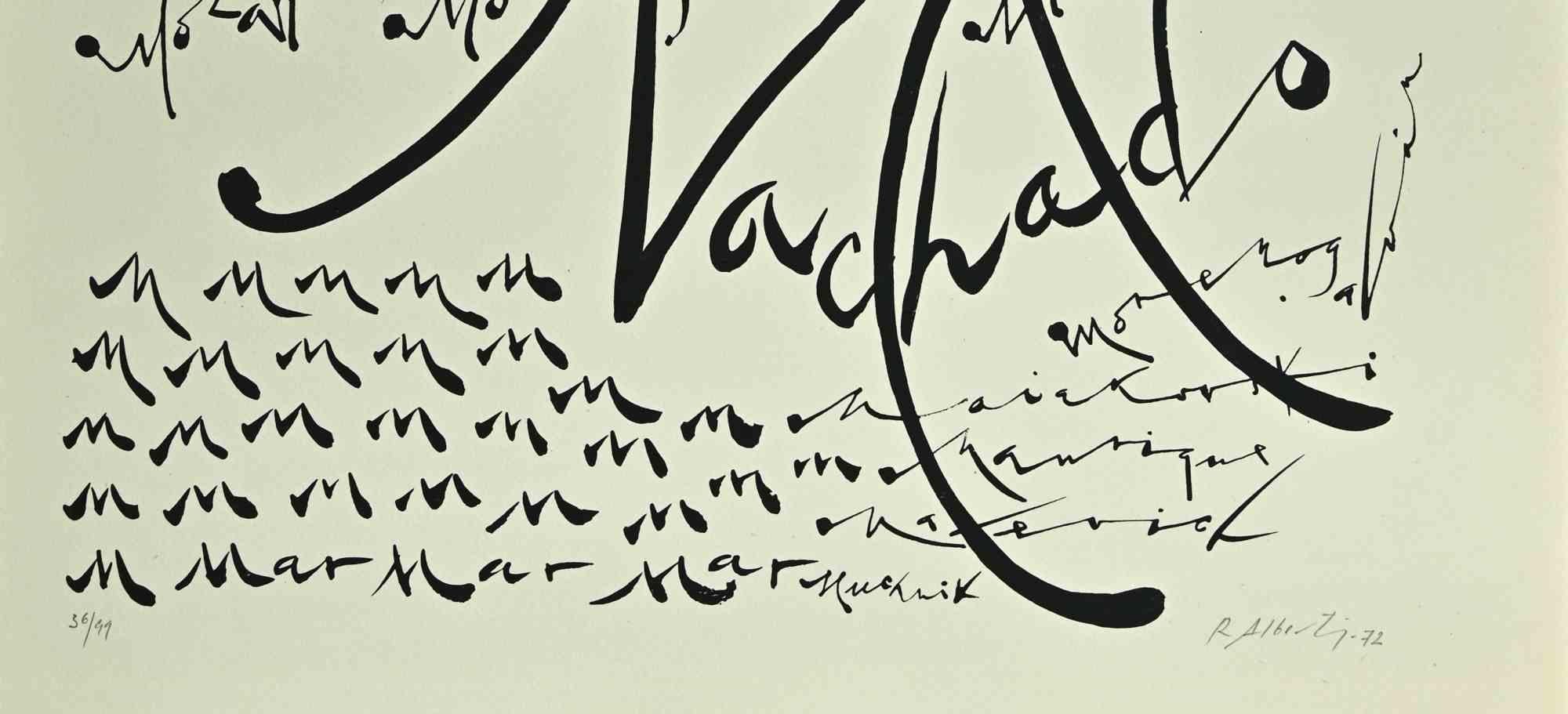 Lettera M - Litografia di Rafael Alberti - 1972 in vendita 1