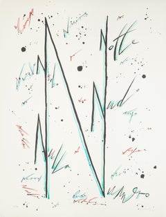 Brief N Blau – handkolorierte Lithographie von Raphael Alberti – 1972