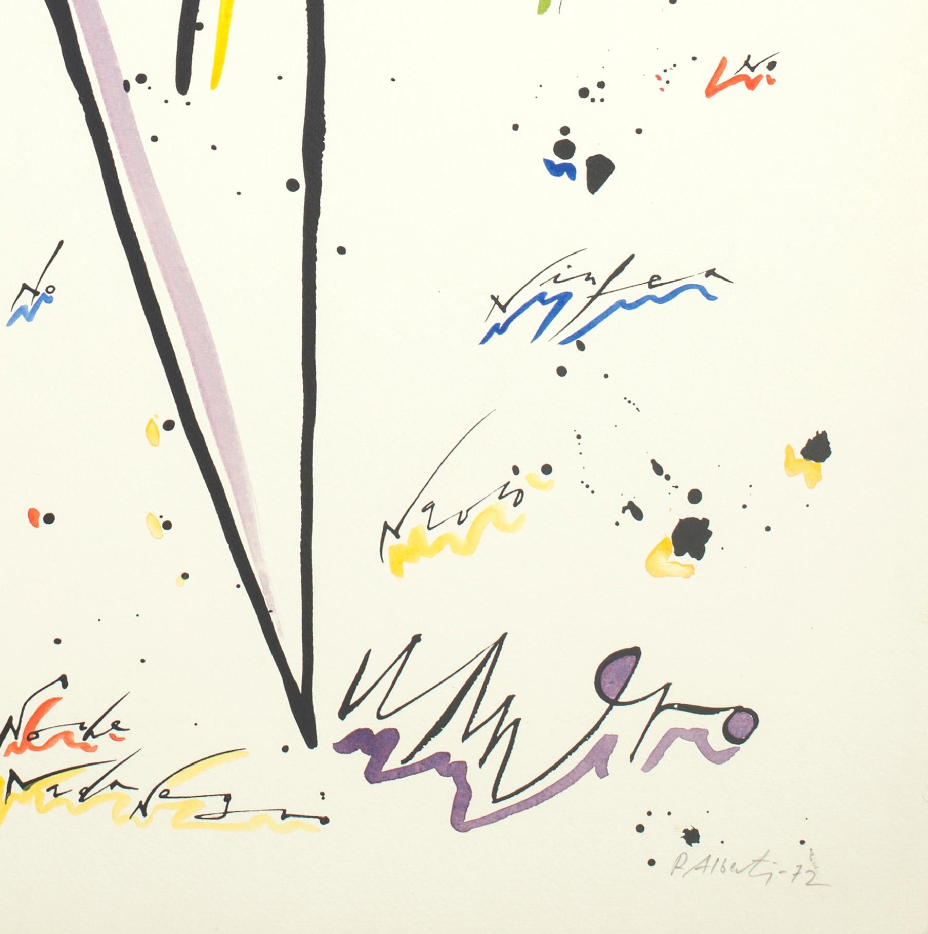 Buchstabe N – handkolorierte Lithographie von Raphael Alberti – 1972 – Print von Rafael Alberti