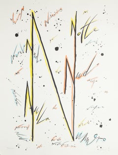 Brief N – Variation – handkolorierte Lithographie von Raphael Alberti – 1972
