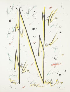 Lettre N jaune - Lithographie colorée à la main par Raphael Alberti - 1972