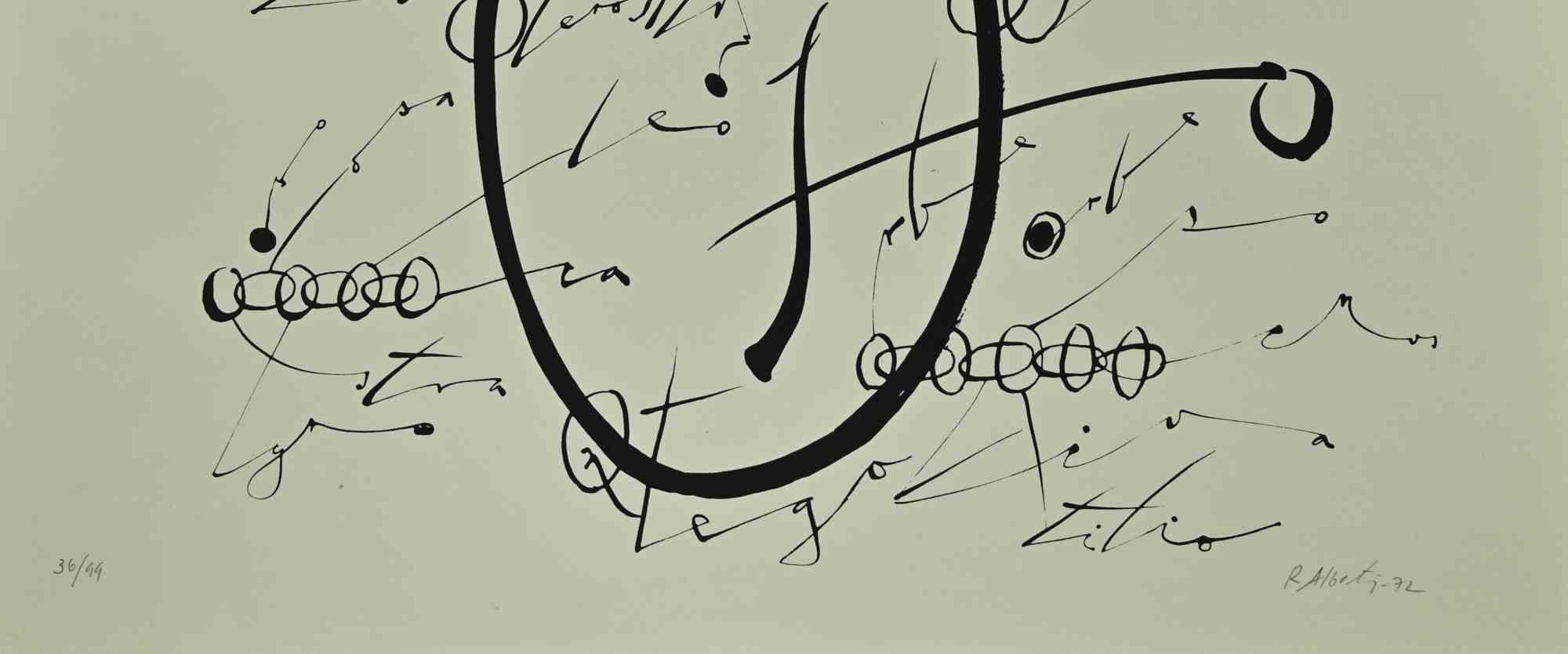 Lettera O - Litografia di Rafael Alberti - 1972 in vendita 1