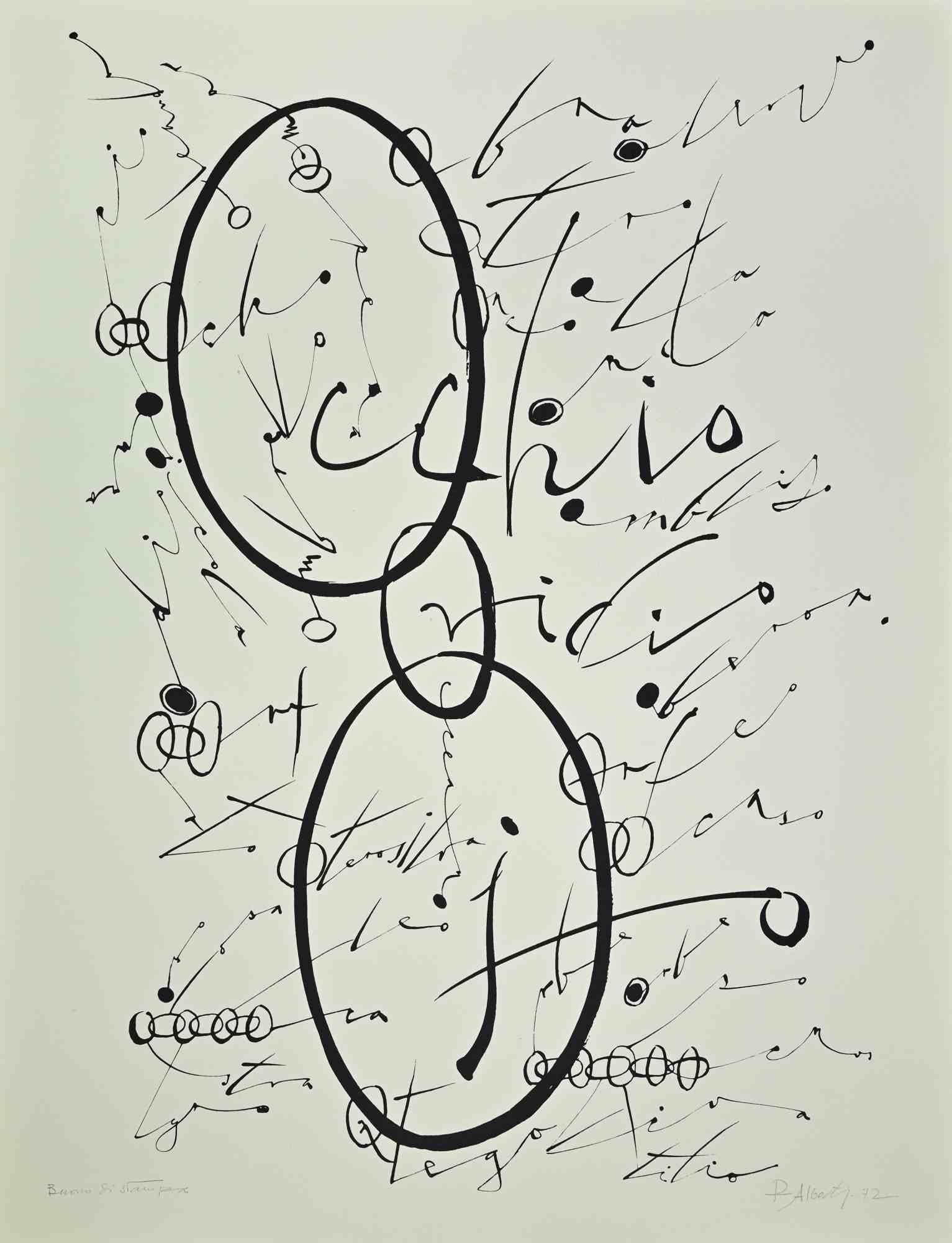 Der Buchstabe O aus der Serie Alphabet ist eine Lithographie von Rafael Alberti aus dem Jahr 1972.

Handsigniert und datiert am unteren rechten Rand. 

Mit Bleistift auf der Unterseite nummeriert, aus einer Auflage von 99 Exemplaren.

Gute