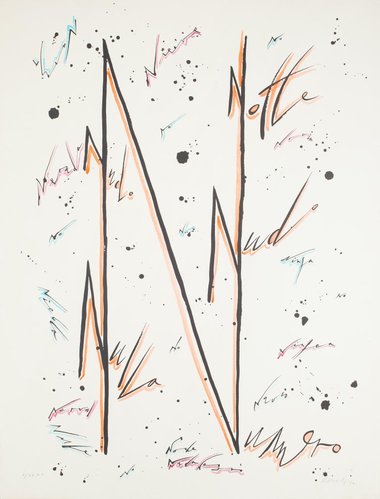 Rafael Alberti Abstract Print - Letter Orange - Hand-Colored Lithograph by Raphael Alberti - 1972