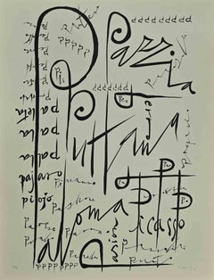 Vintage Letter P - Lithograph by Rafael Alberti - 1972