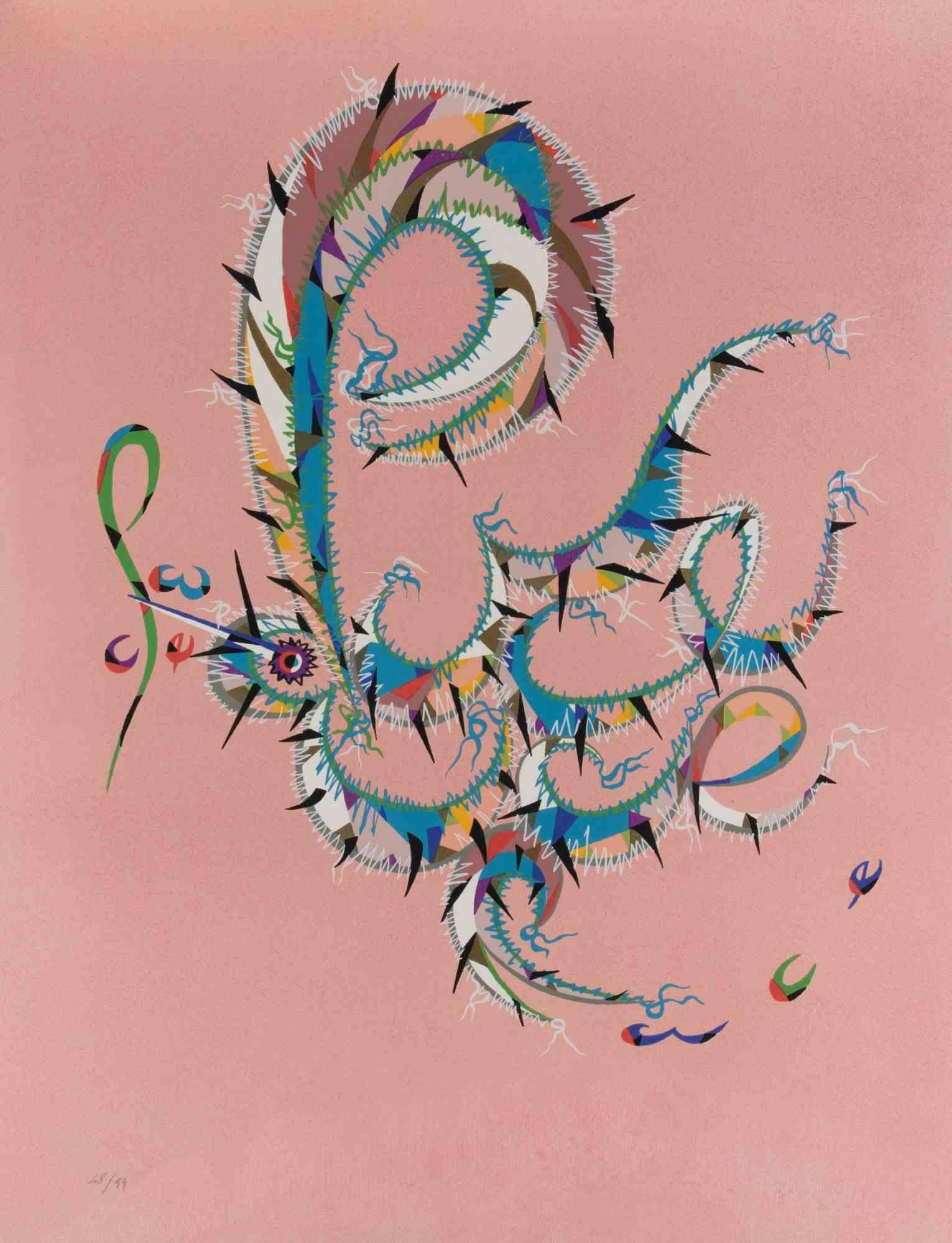 Lithographie « Abstract Letter P » de 1972, non encadrée, en bon état