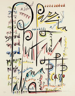 Letter P - Original Hand-Colored Lithograph by Raphael Alberti - 1972