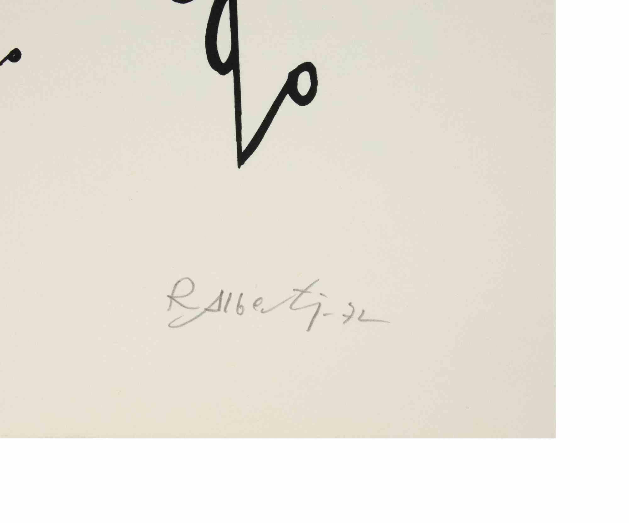 Letter Q - Lithograph by Rafael Alberti - 1973 For Sale 1