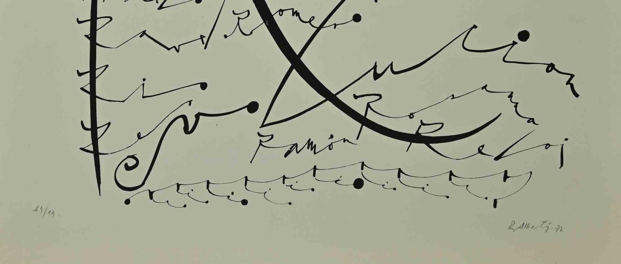 Letter R - Lithograph by Rafael Alberti - 1972 For Sale 1