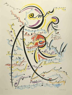 Letter R - Lithograph by Rafael Alberti - 1972