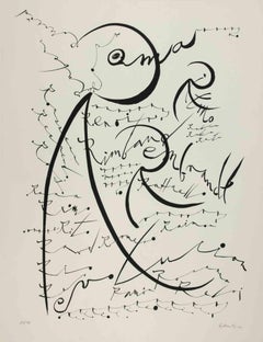 Vintage Letter R - Lithograph by Rafael Alberti - 1972