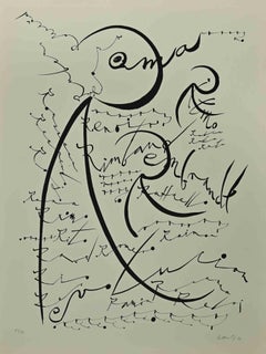 Vintage Letter R - Lithograph by Rafael Alberti - 1972