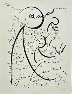 Lettre R - Lithographie de Rafael Alberti - 1972