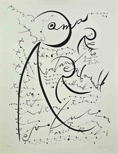 Lettre R - Lithographie de Rafael Alberti - 1972