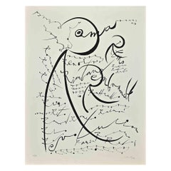 Letra R - Litografía original de Rafael Alberti - 1972