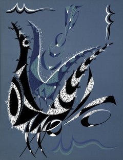 Letter S and Letter U - Original Lithograph by R. Alberti - 1972