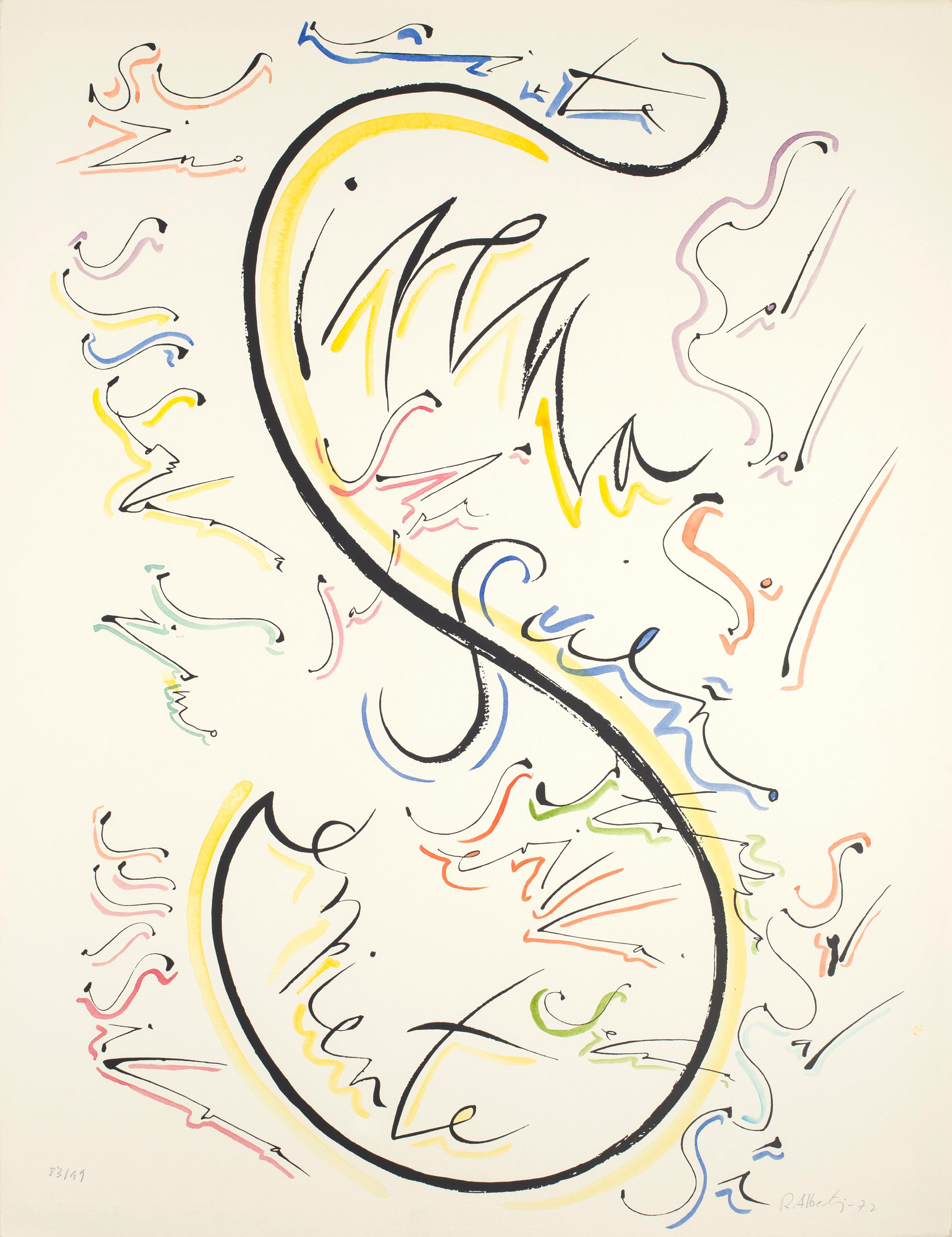 Letter S - Hand-Colored Lithograph by Raphael Alberti - 1972