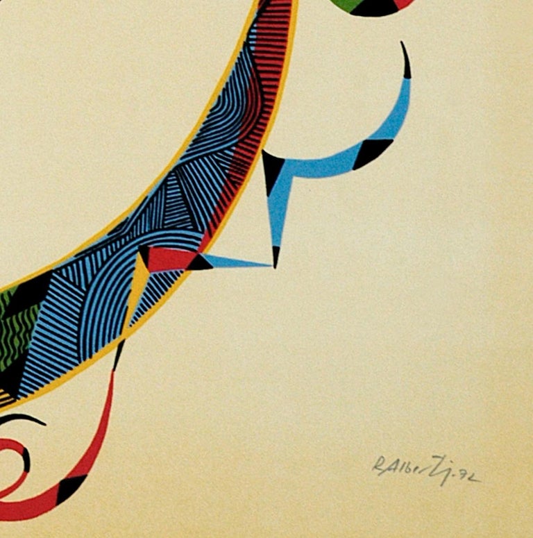 Letter S - Original Lithograph by Raphael Alberti - 1972 - Beige Figurative Print by Rafael Alberti