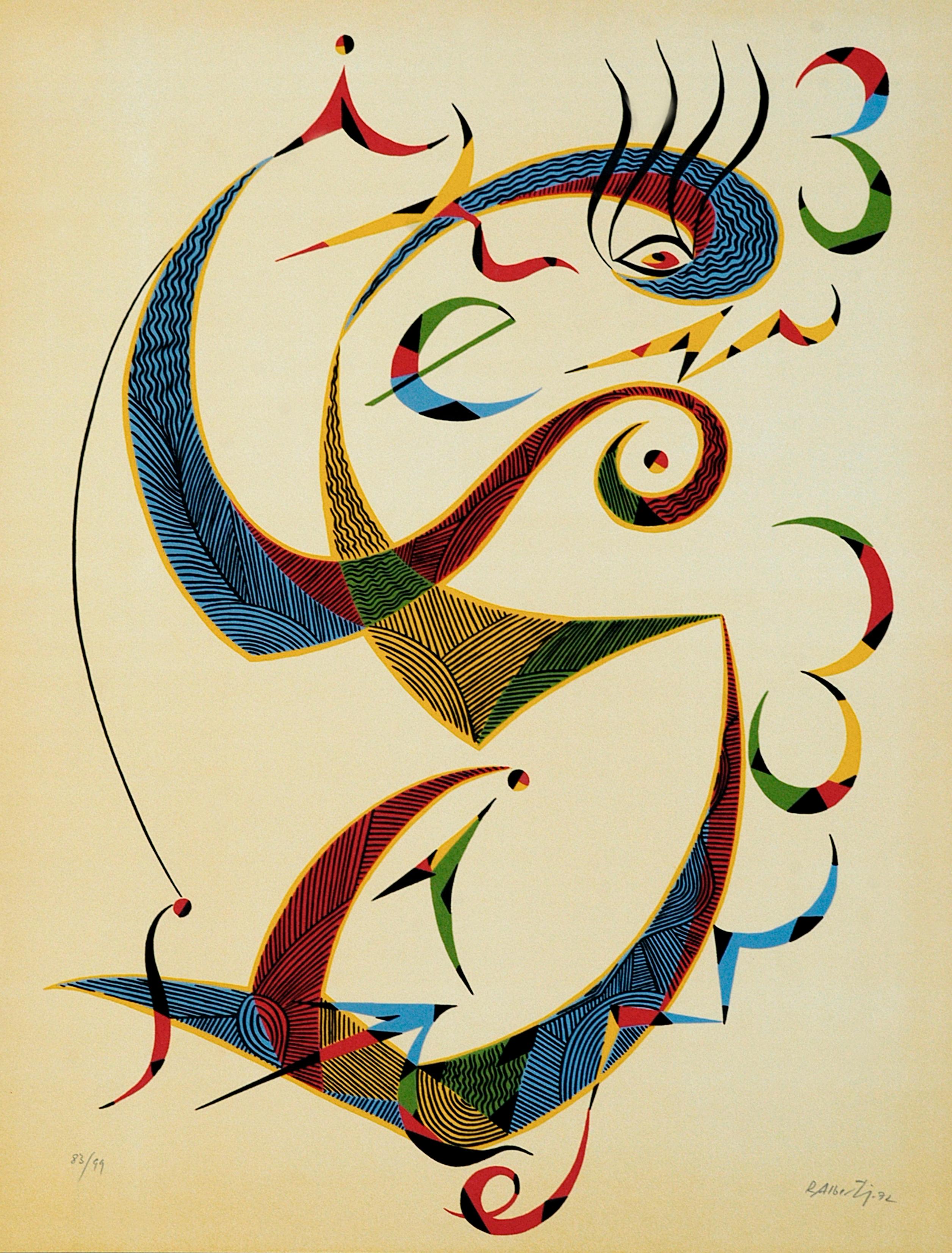 Letter S - Original Lithograph by Raphael Alberti - 1972