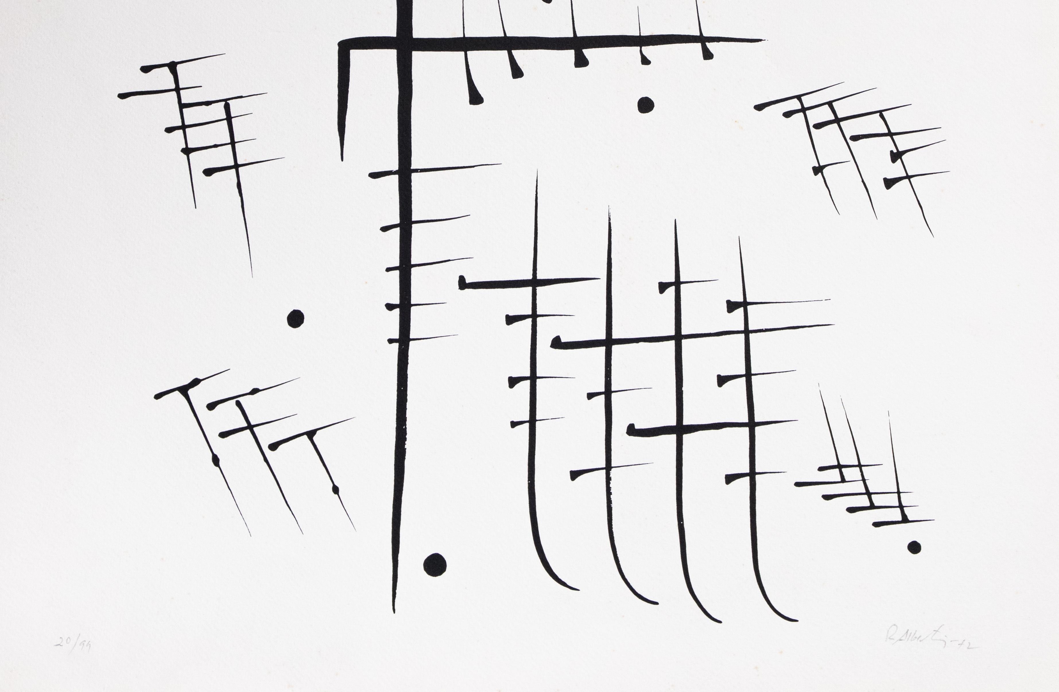 Buchstabe T – Originallithographie von Raphael Alberti – 1972 – Print von Rafael Alberti