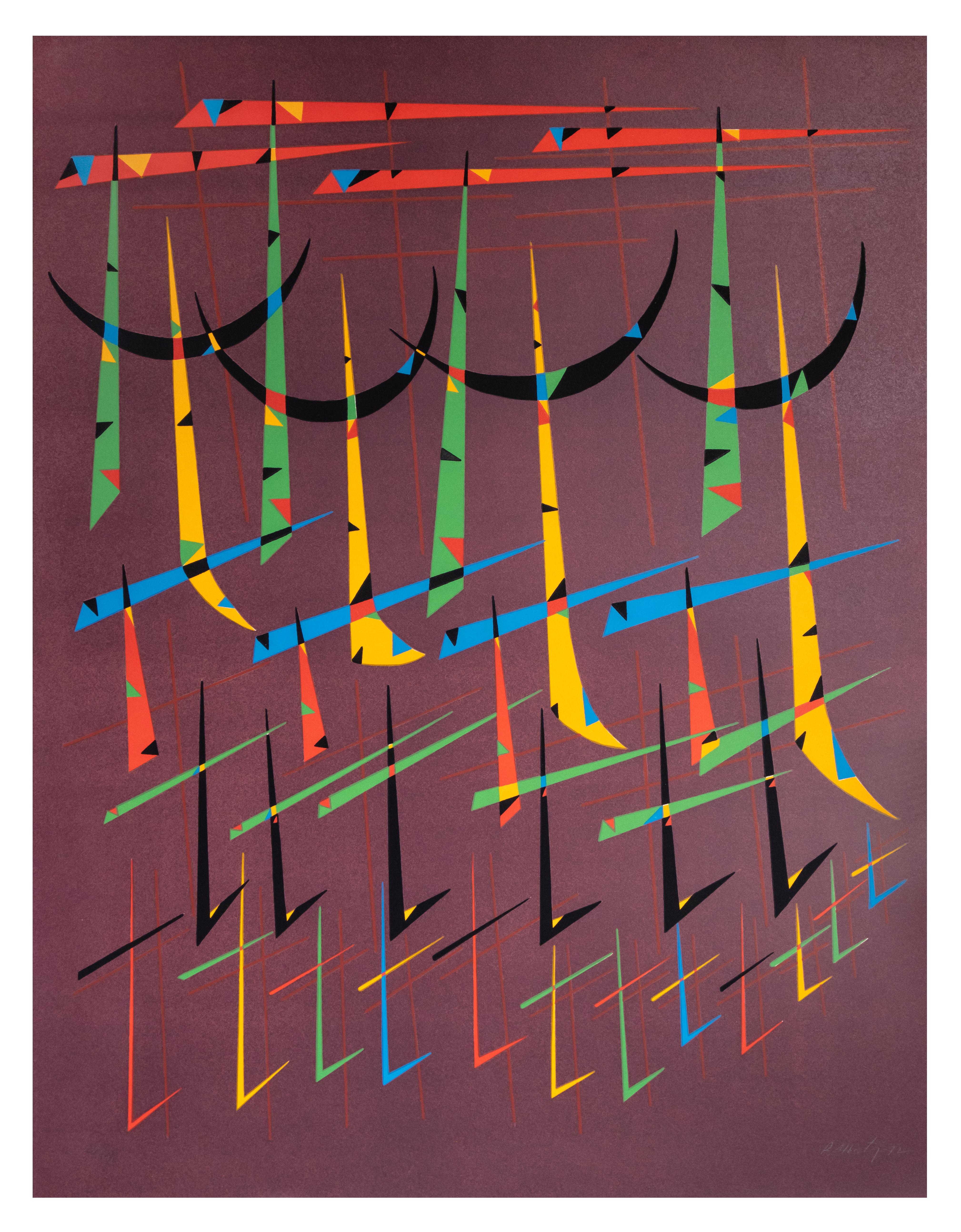 Rafael Alberti Abstract Print - Letter T - Original Lithograph by Raphael Alberti - 1972