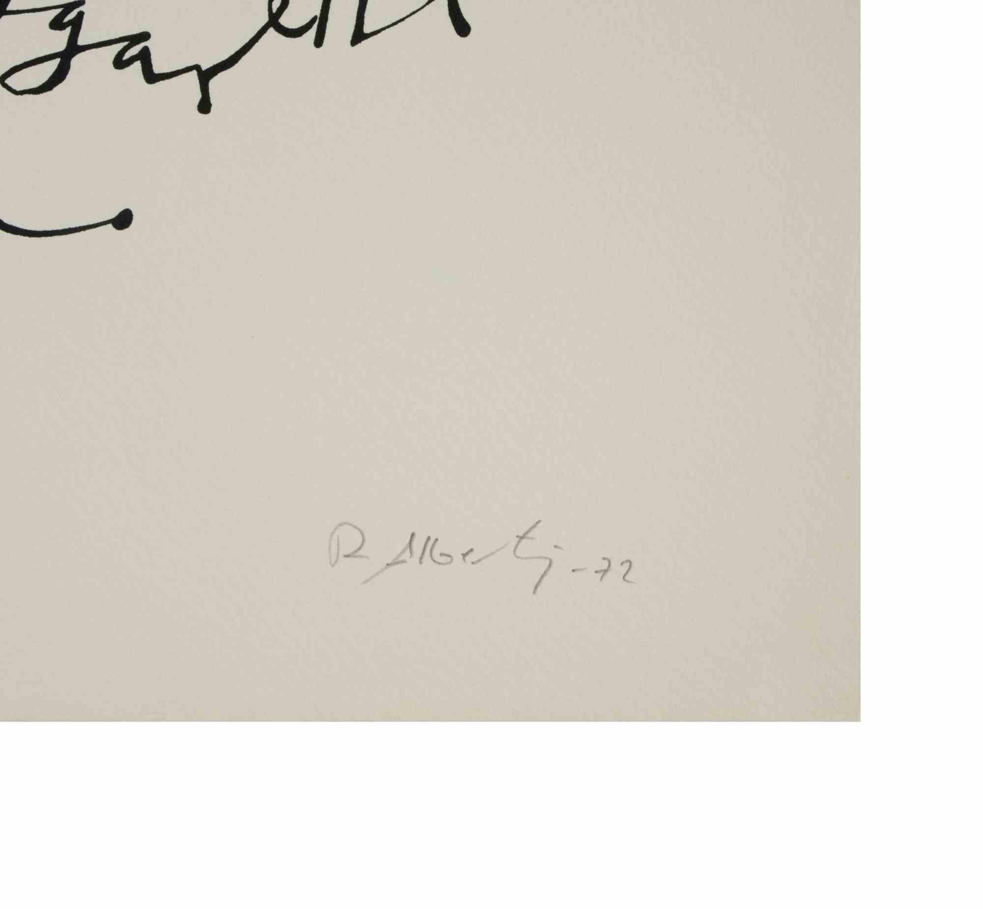 Lettera U - Litografia di Rafael Alberti - 1972 in vendita 1