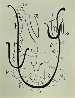 Vintage Letter U - Lithograph by Rafael Alberti - 1972