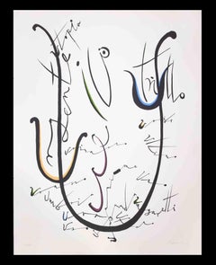 Vintage Letter U  - Lithograph by Rafael Alberti - 1972