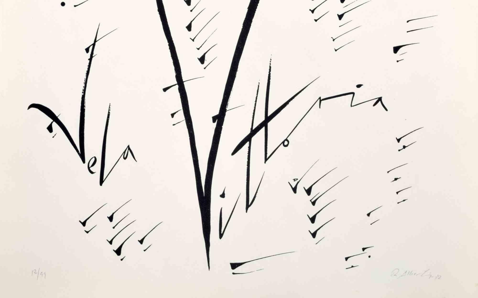 Lettera V - Litografia di Rafael Alberti - 1972 in vendita 1