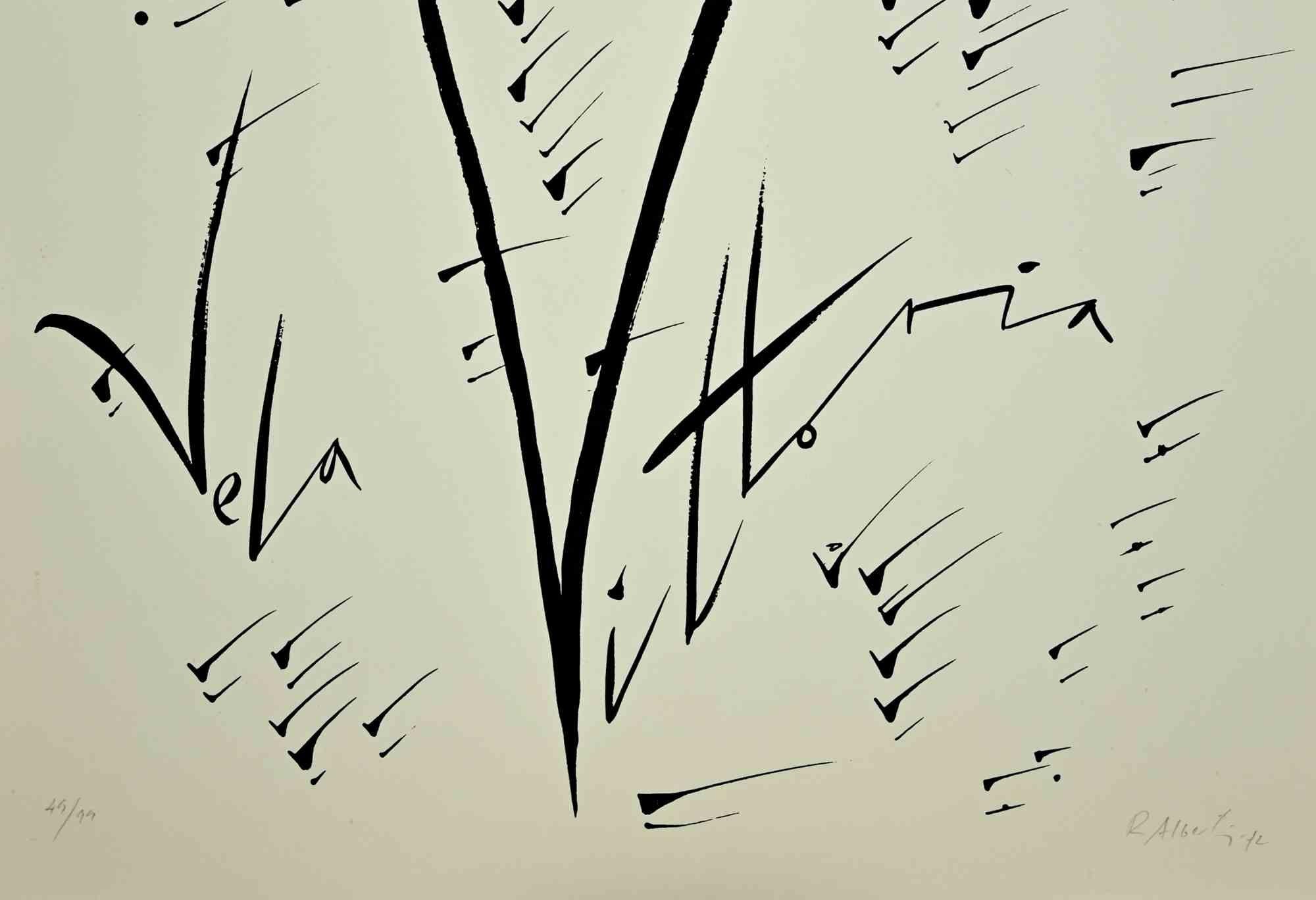 Lettera V - Litografia di Rafael Alberti - 1972 in vendita 1
