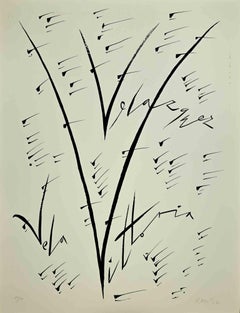 Vintage Letter V - Lithograph by Rafael Alberti - 1972