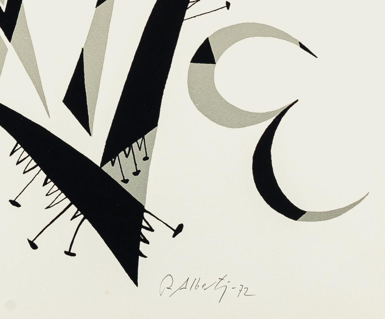 Letter V - Original Lithograph by Raphael Alberti - 1972 - Abstract Print by Rafael Alberti