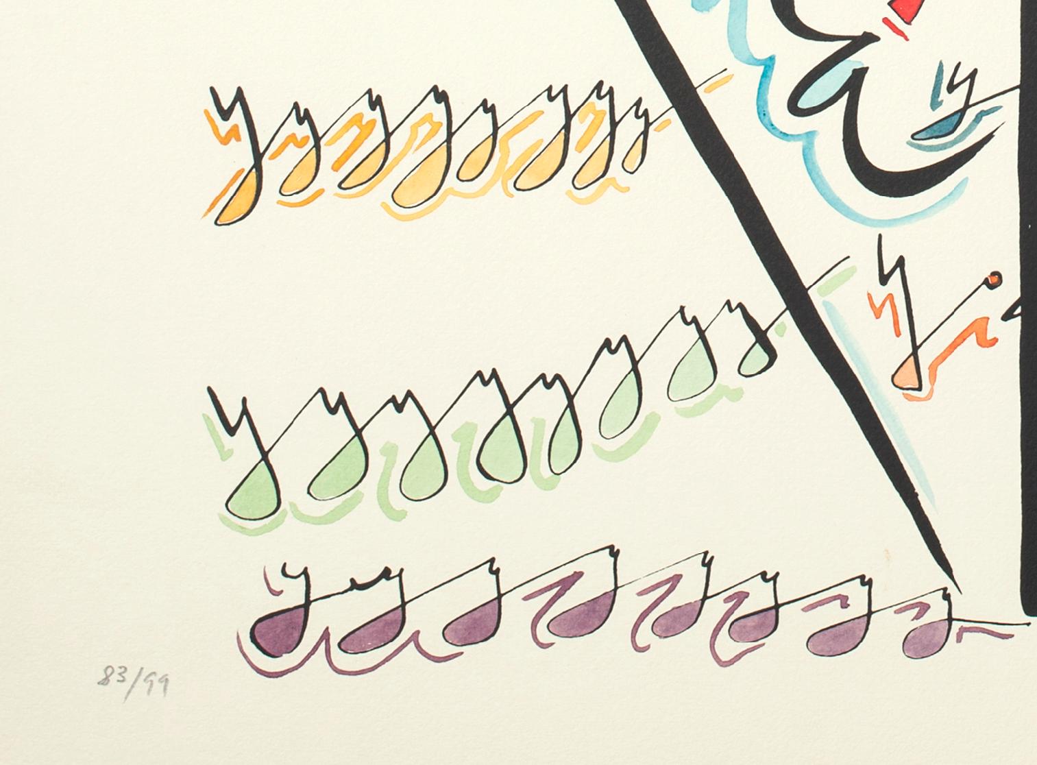 Lettre Y - Lithographie colorée à la main de Raphael Alberti - 1972 - Print de Rafael Alberti