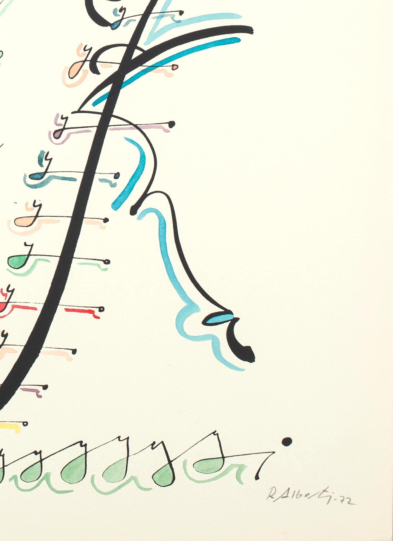 Lettre Y - Lithographie colorée à la main de Raphael Alberti - 1972 - Contemporain Print par Rafael Alberti