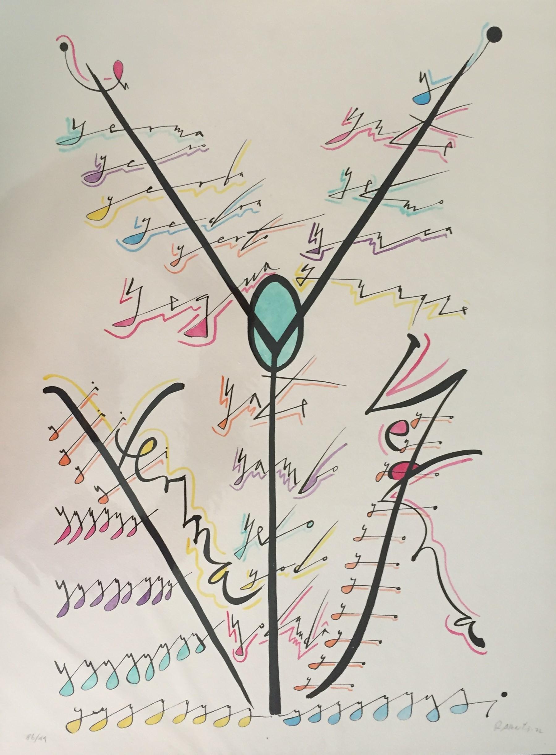 Lithographie sur papier « Lettre Y », signée à la main, édition limitée à 99 exemplaires, 1972