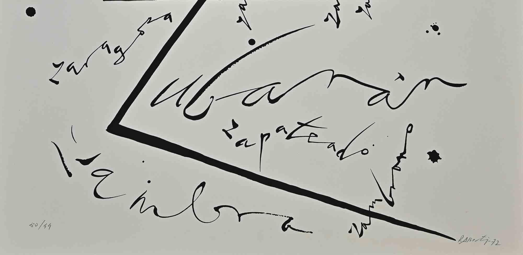 la lettre Z  Lithographie de Rafael Alberti - 1972 en vente 1