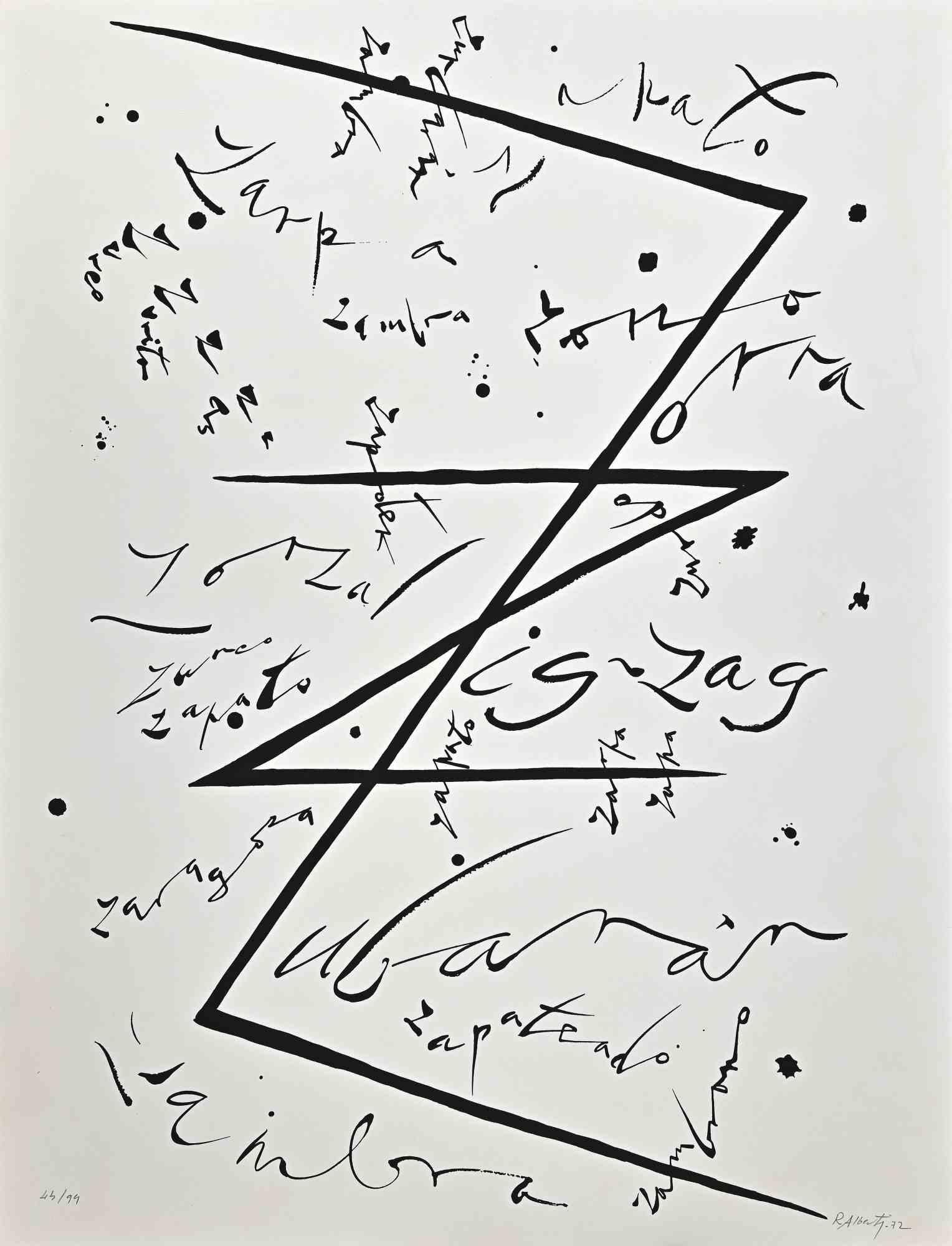 Lettre Z   de la série Alphabet est une lithographie originale réalisée par Rafael Alberti en 1972.

Signé et daté à la main dans la marge inférieure.

Numéroté dans la marge inférieure. Edition 44/99

Bonnes conditions

L'œuvre représente la lettre