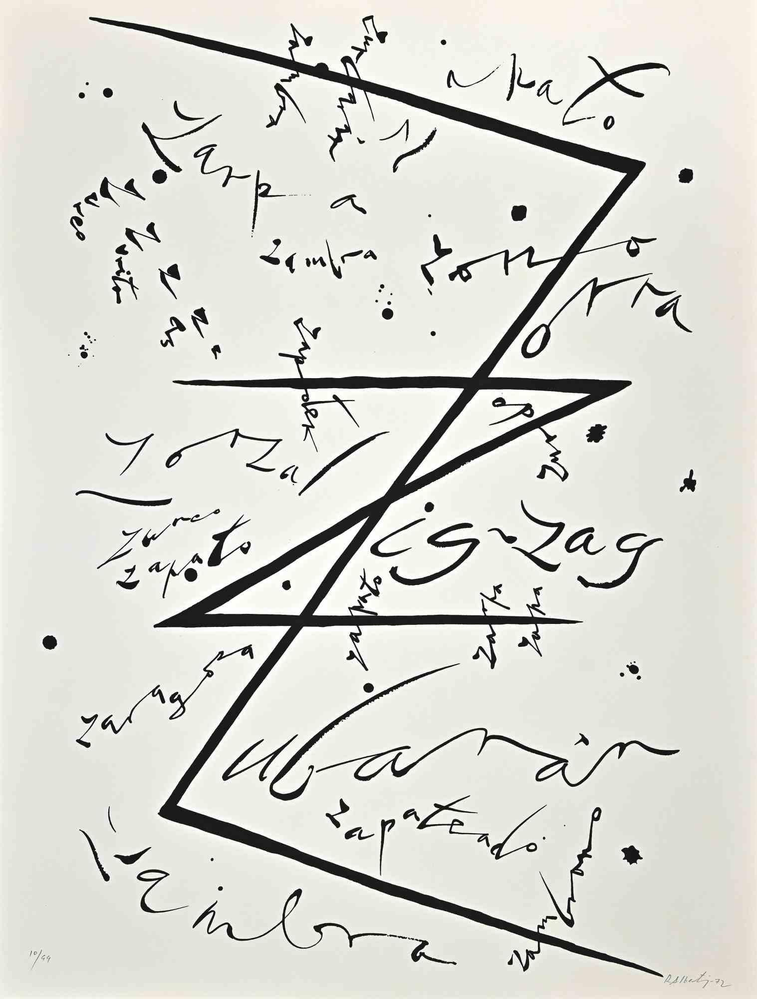 Letter Z   from Alphabet series is an original lithograph realized by Rafael Alberti in 1972.

Hand-signed and dated on the lower margin.

Numbered on the lower margin. Edition 10/99

Good conditions

The artwork represents alphabet letter Z, with a