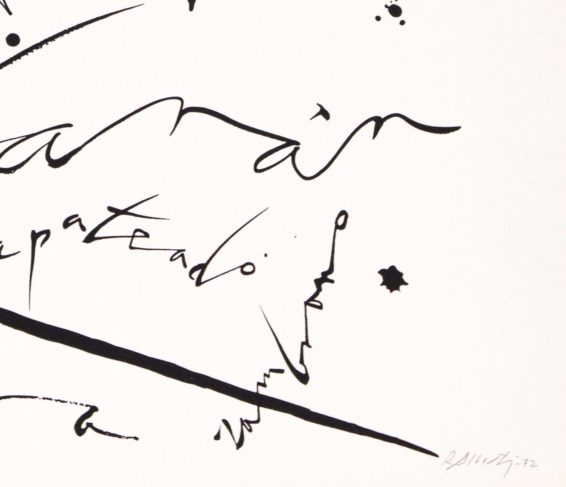 Letter Z, lithographie originale de Raphael Alberti - 1972 - Print de Rafael Alberti