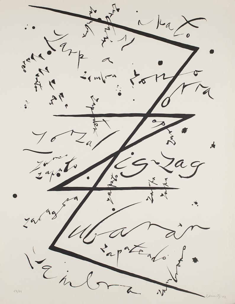 Rafael Alberti Abstract Print - Letter Z - Lithograph by Raphael Alberti - 1972