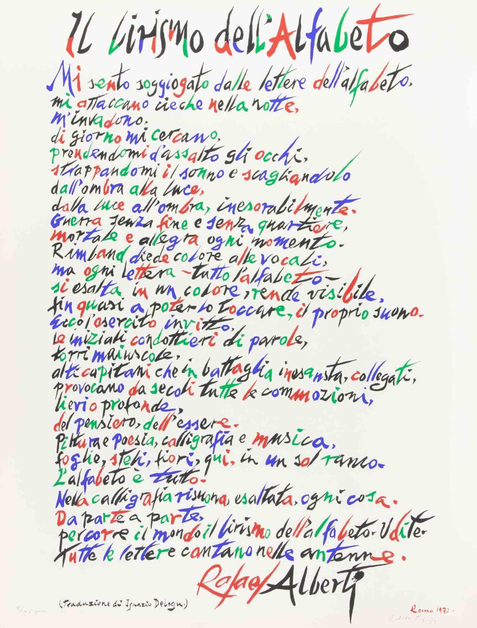 Lithograph on paper. Edition of 99 prints.

Hand signed and numbered.

Excellent condition.

Rafael Alberti (1902 – 1999) was a Spanish poet and painter.  He became a symbol of a poetry focused on political and civic commitment. For this reason, he