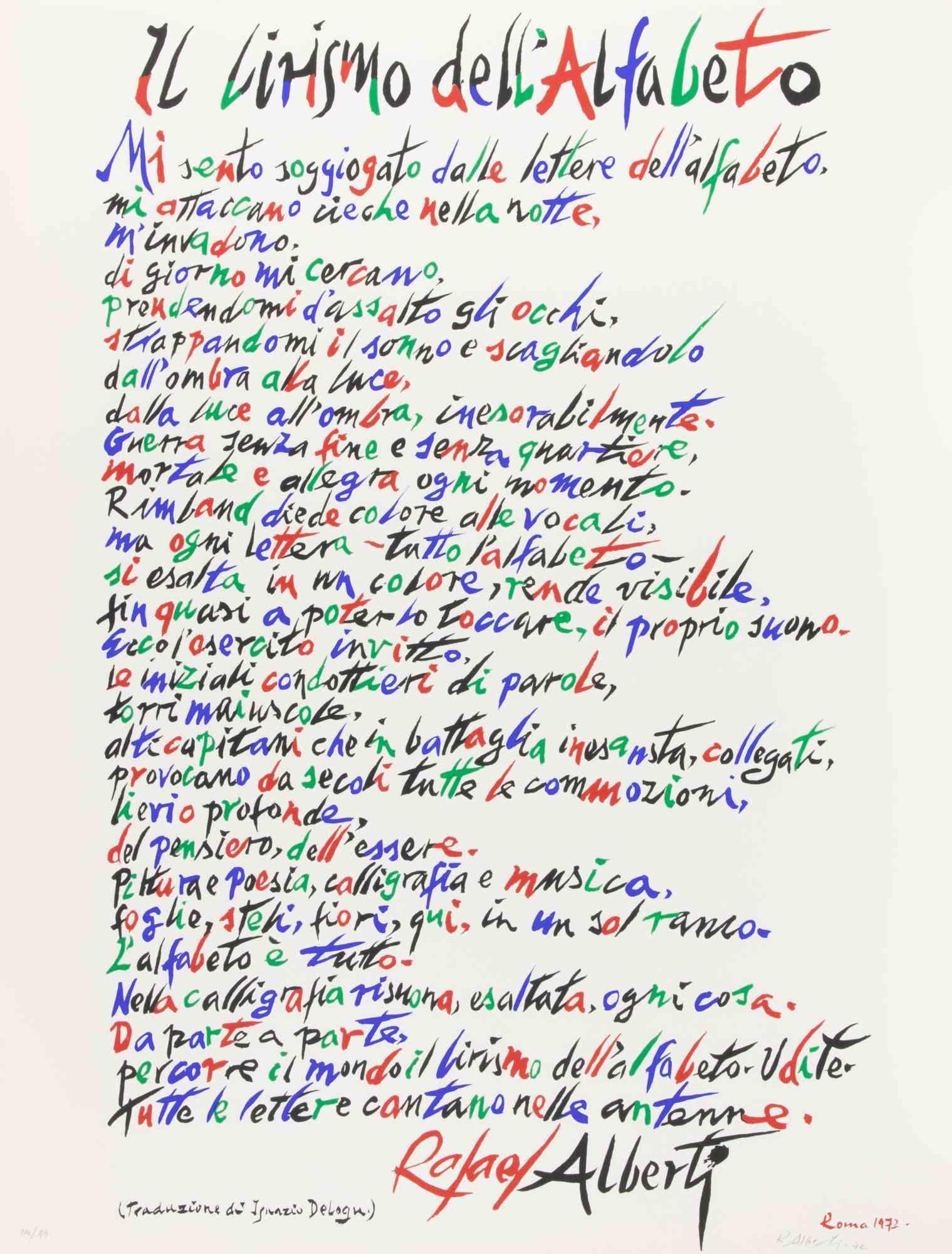 The Lyricism of Alphabet - Lithograph by Rafael Alberti - 1972