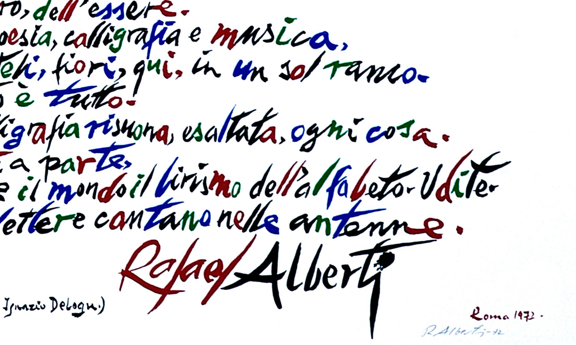 Le lyrique d'Alphabet - Lithographie originale de Raphaël Alberti - 1972 - Print de Rafael Alberti