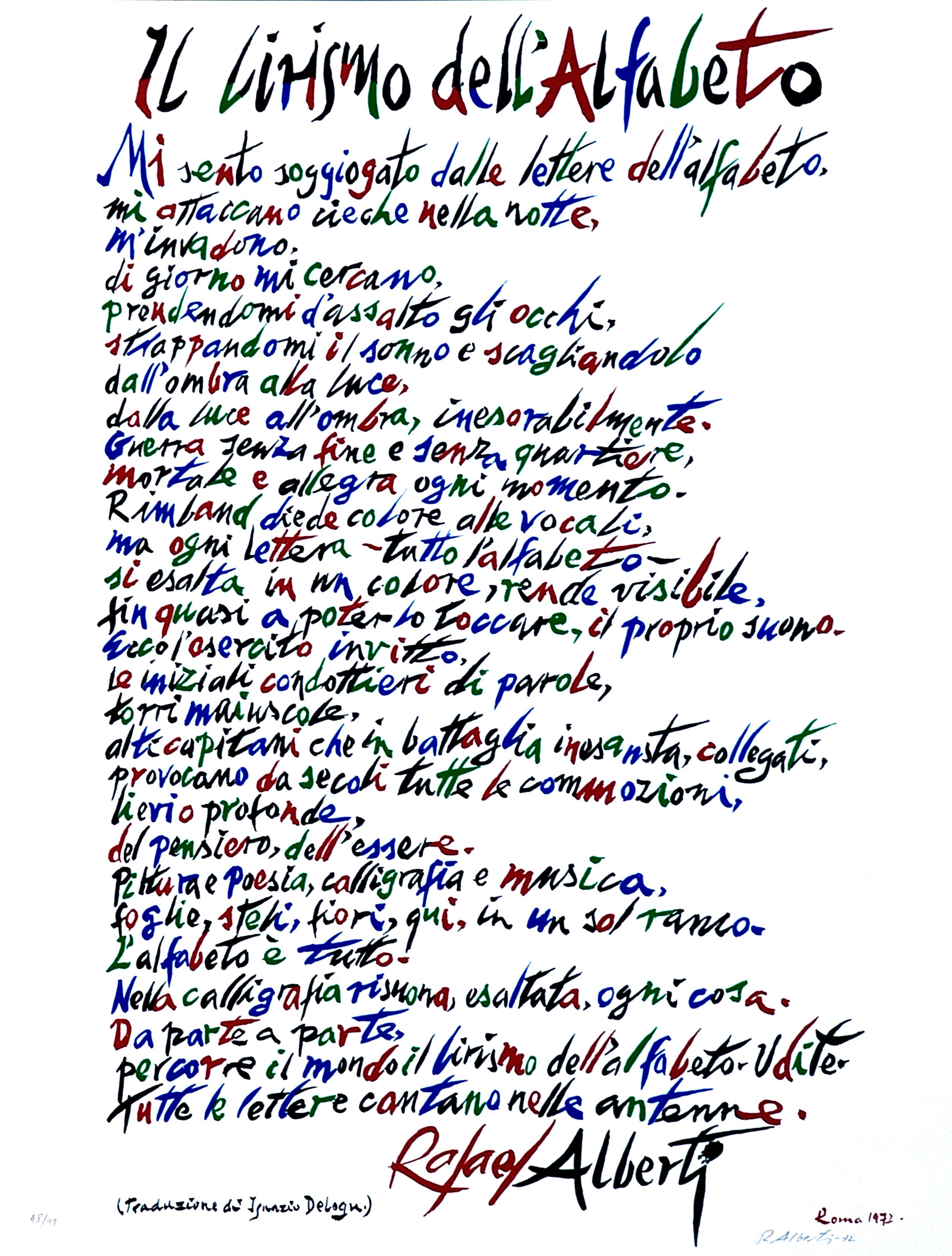 Der Lyrik des Alphabets - Originallithographie von Raphael Alberti - 1972