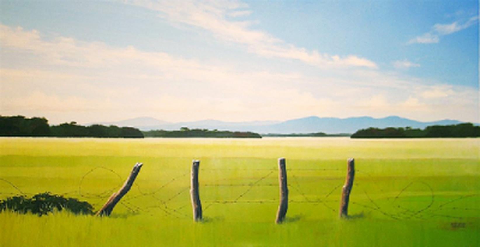 Rafael ARAUJO Landscape Painting - Plain with Fence