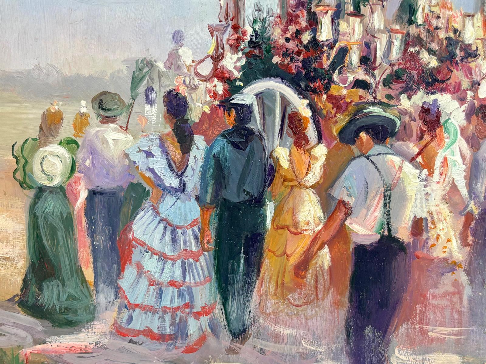 Óleo sobre cobre - Romería del Rocío. For Sale 1