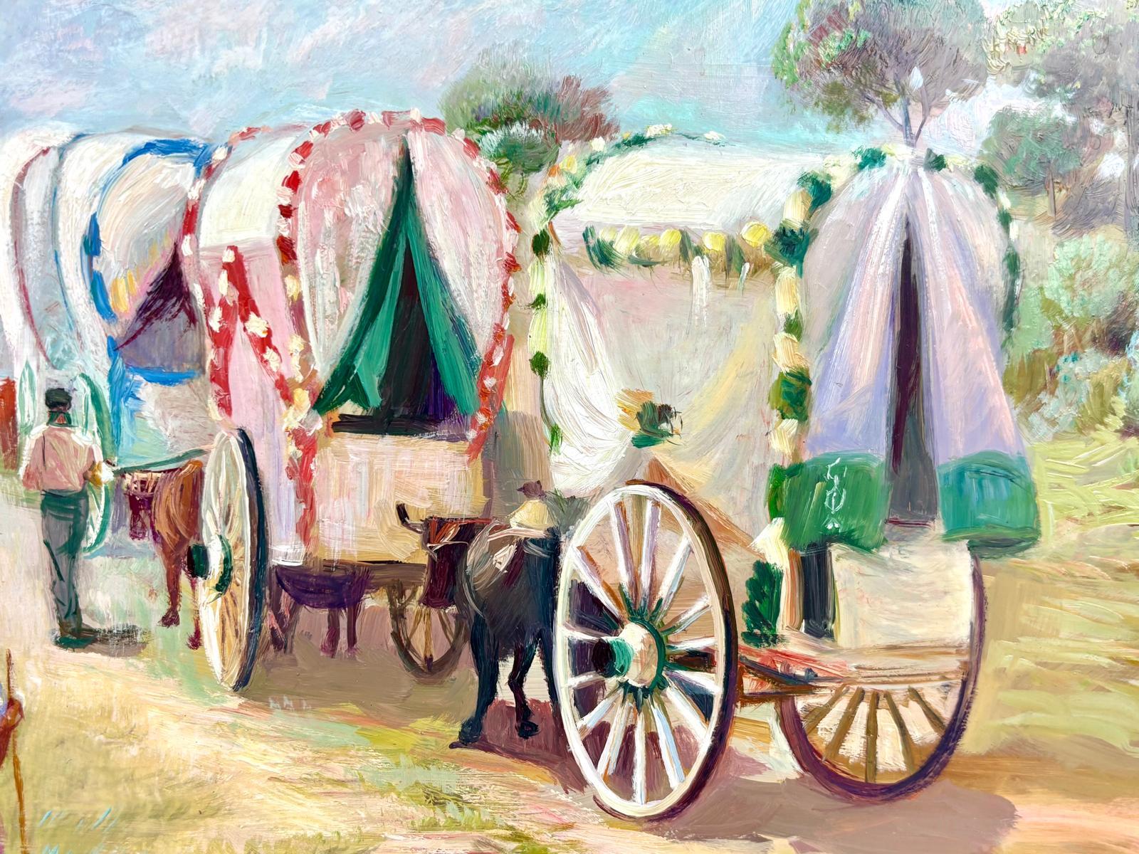Óleo sobre cobre - Romería del Rocío. For Sale 1
